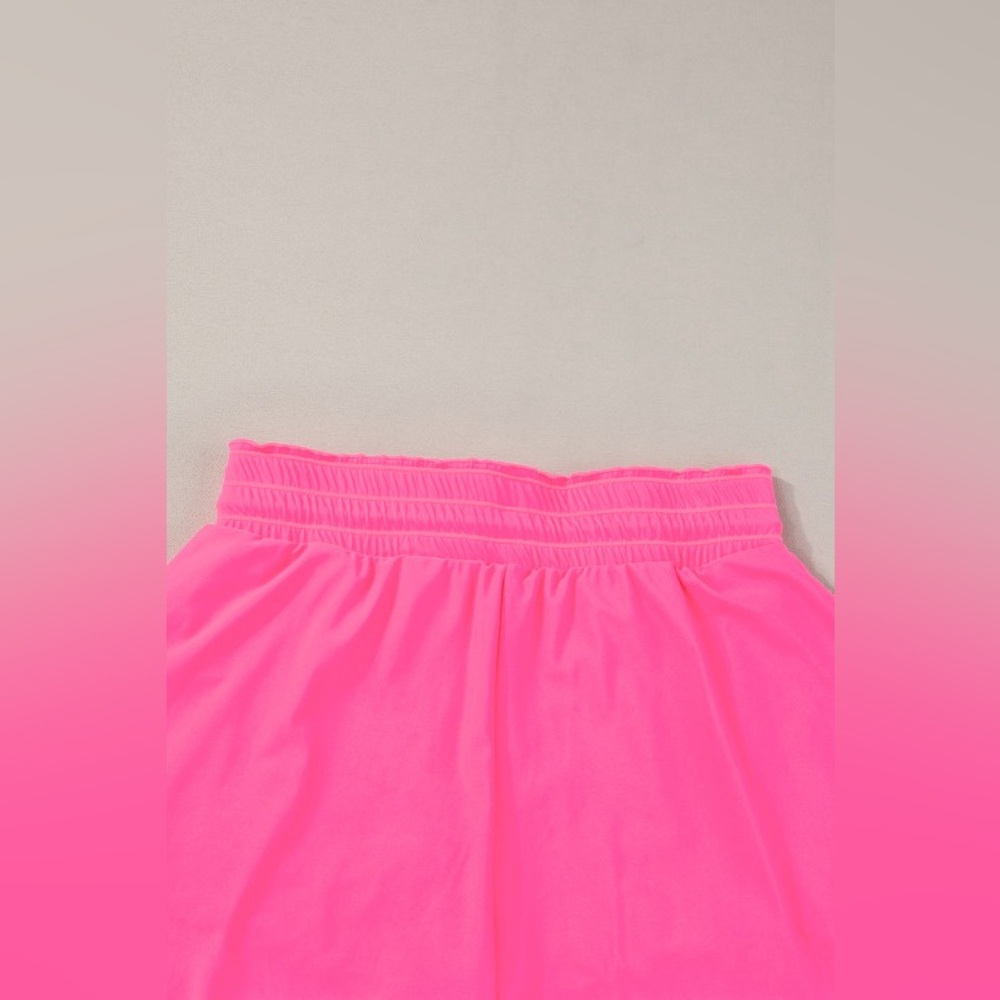 Bright Pink Frilly High Waist Petal Wrap Athletic/Swim Shorts NWT - Picture 5 of 8